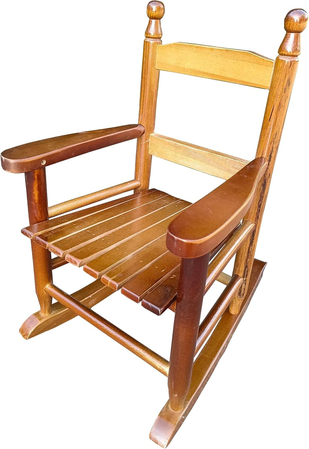 Kids Rocking Chair: Solid Wood Traditional Style with Arms & Slatted Seat - Indoor Outdoor Use for Childrens Room Balcony Porch Relaxation Reading