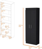 Dawson Pantry Cabinet with 5-Shelf Storage - Black for Kitchen Organization