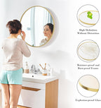 NEWBULIG Round Wall Mirror, 36 Inch Bathroom Mirrors for Over Sink, Wall Vanity Circle Mirror with Matte Metal Framed, Decor for Bathroom, Entryway, Bedroom, Gold