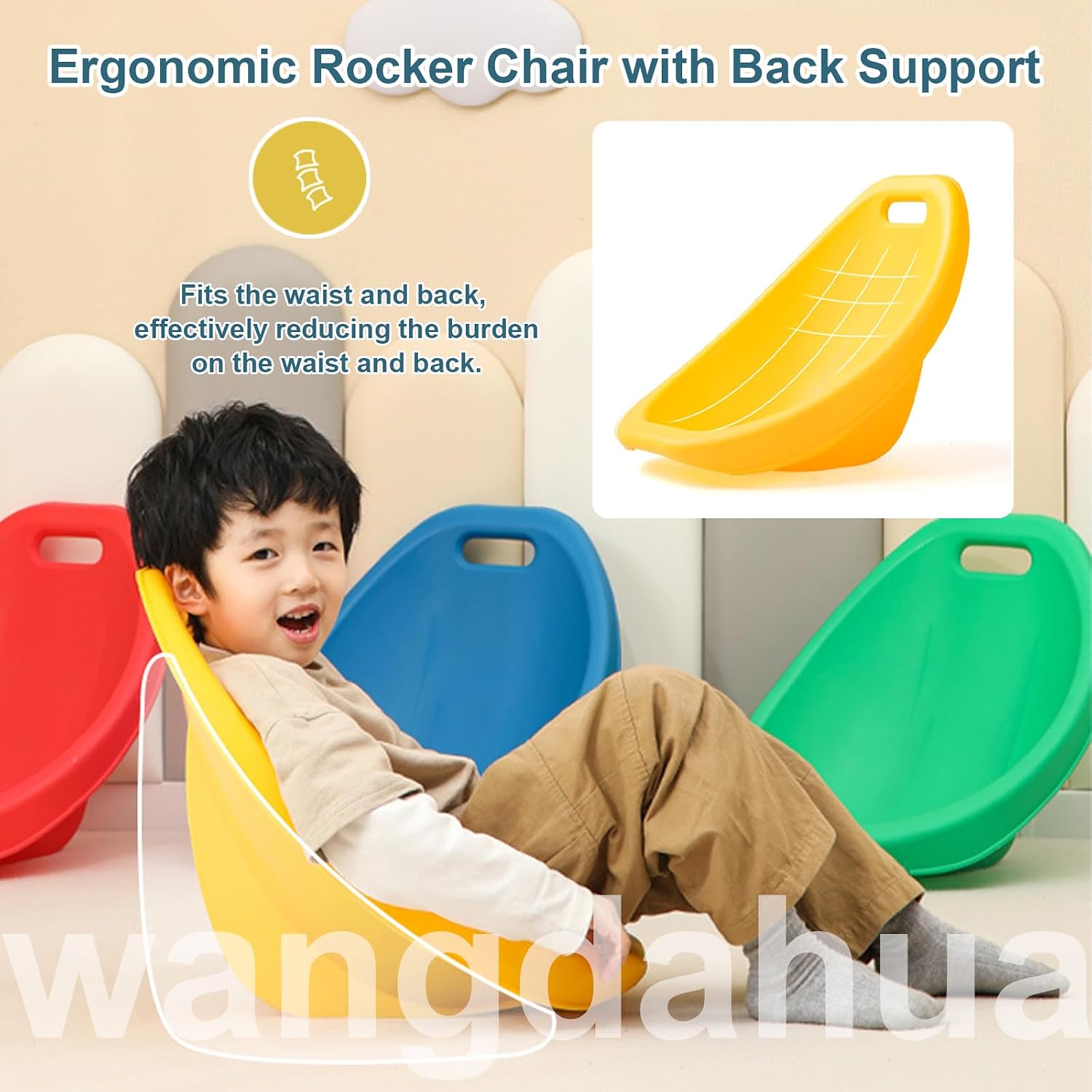 Scoop Rocker Chair for Kids, Toddler Plastic Chairs - 2 Packs, Flexible Seating for Classroom, Portable Floor Chair with Back Support, Preschool Reading Chairs, Active Seat for Indoor/Outdoor,Blue