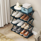 4 Tier Foldable Shoe Rack, Standing Shoe Storage Organizer with No Tool Assembly for Hallway Entryway Bedroom (Black)