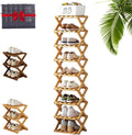 The 9-Tier No-Assembly Bamboo Rack, Bamboo Shoe Storage Rack Shoe Storage Bag, Foldable Accordion Corner Shoe Shelf for Shoes, Books, Plants, Save Space, Easy to Use (Yellow, 9)