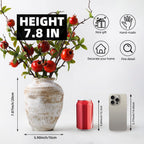 DIF DECO Ceramic Farmhouse Vase Rustic Decor,Pottery Decorative Flower Vases for Home Decor,Boho Vase for Table, Living Room,Bathroom,Shelf,Mantel Decoration,7.7 inch