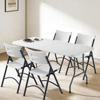 Folding Chairs 4 Pack, Outdoor Portable Foldable Chair with Steel Frame, 500lbs Capacity Heavy Duty Metal White Plastic Folding Chairs for Patio, Picnic, Kitchen, Dining