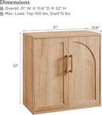 ACCOHOHO Arched Door Sideboard Buffet Cabinet Set of 3, Accent Cabinet with Adjustable Shelf, Wood Modular Credenza Storage Cabinet for Dining Room, Living Room, Entryway, Natural Oak