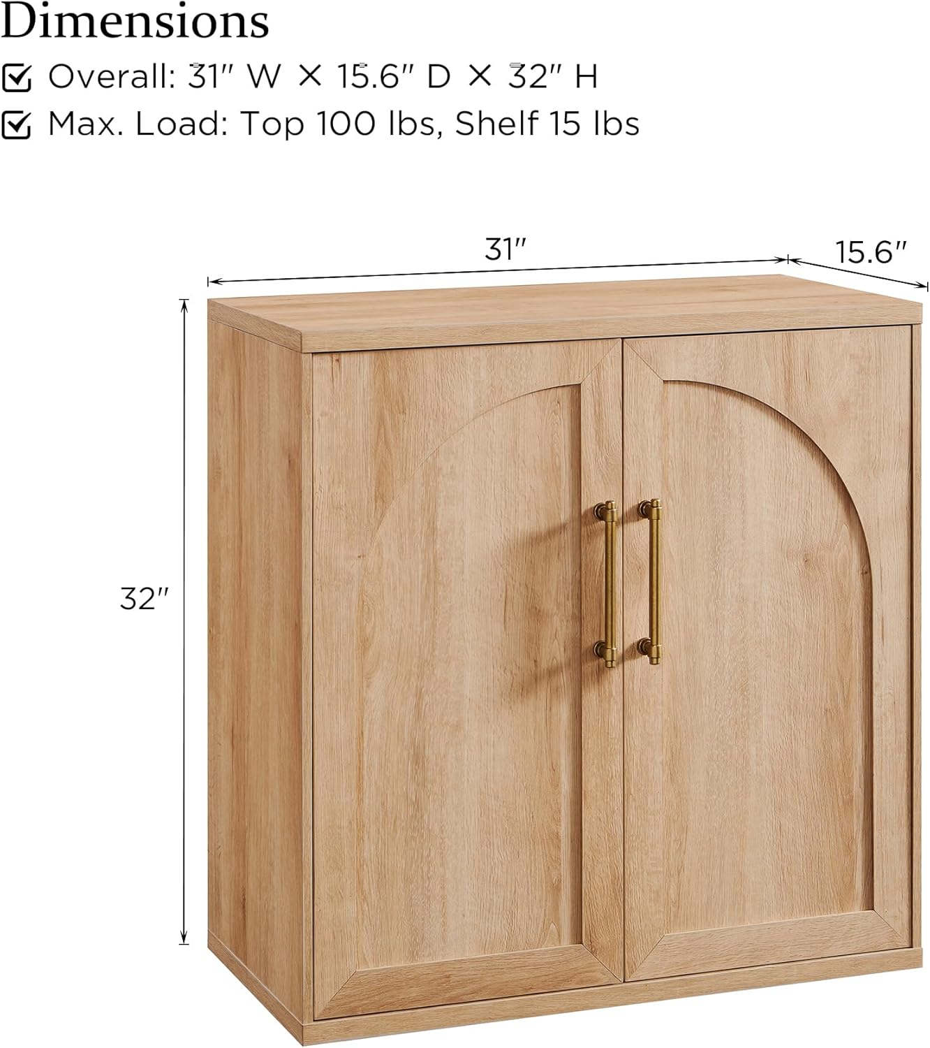 ACCOHOHO Arched Door Sideboard Buffet Cabinet Set of 3, Accent Cabinet with Adjustable Shelf, Wood Modular Credenza Storage Cabinet for Dining Room, Living Room, Entryway, Natural Oak