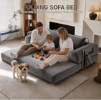 78" Convertible Sofa Bed, Corduroy Futon Couch with Storage Pocket, Boneless Pull Out Sleeper Sofa, Foldable Couch for Living Room Bedroom, No Assembly Space Saver, Gray