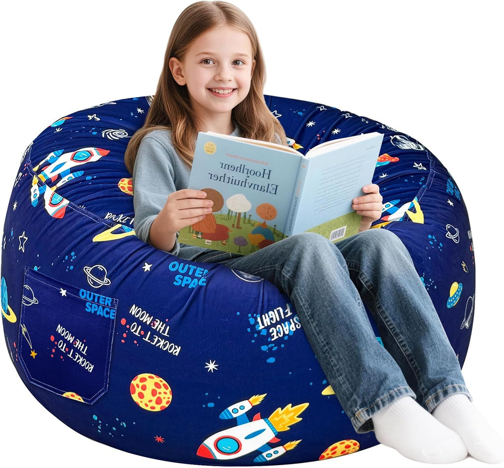 2.5 Ft Space Bean Bag Chair for Kids with Memory Foam Filling, Bean Bag Chair with Soft Velvet Cover, Sofa Couch for Living Room, Birthday Gift for Boys Girls, X-Large