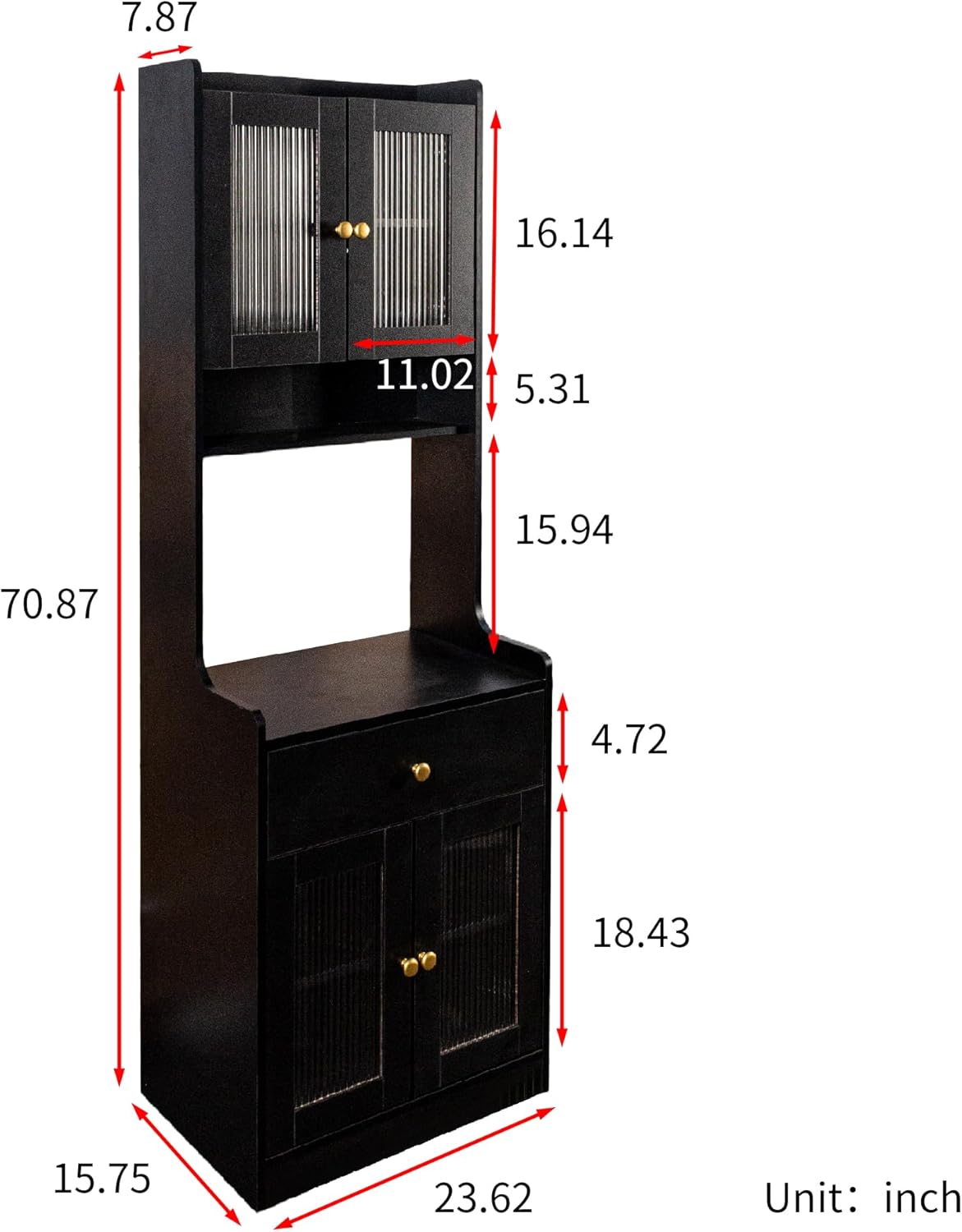 Spolllowe Kitchen Pantry Cabinet Farmhouse Storage Hutch with Microwave Stand Freestanding Buffet Sideboard Coffee Bar Cabinet for Kitchen Dining Room