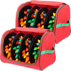 Christmas Light Storage Bag with Reels- Holds up to 750ft of Mini Lights. 600D Zipper Bag & Container for Holiday Xmas Lights. A Classic Storage Solution!(2, RED)