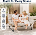 SWITTE Outdoor Papasan Loveseat, Oversized Double Wicker Egg Chair with Cushion, All-Weather Rattan 2-Seater Patio Lounge Chair for Balcony, Backyard, Poolside, Porch, Beige