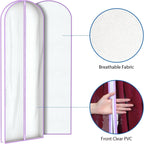 Zilink 72” Clear Garment Bags for Long Dresses Wedding Dress Bags for Gowns Long with 3" Gussted Dress Storage Bags Hanging for Long Evening Dresses, Winter Fur Coat, Prom Dresses, 4-Pack
