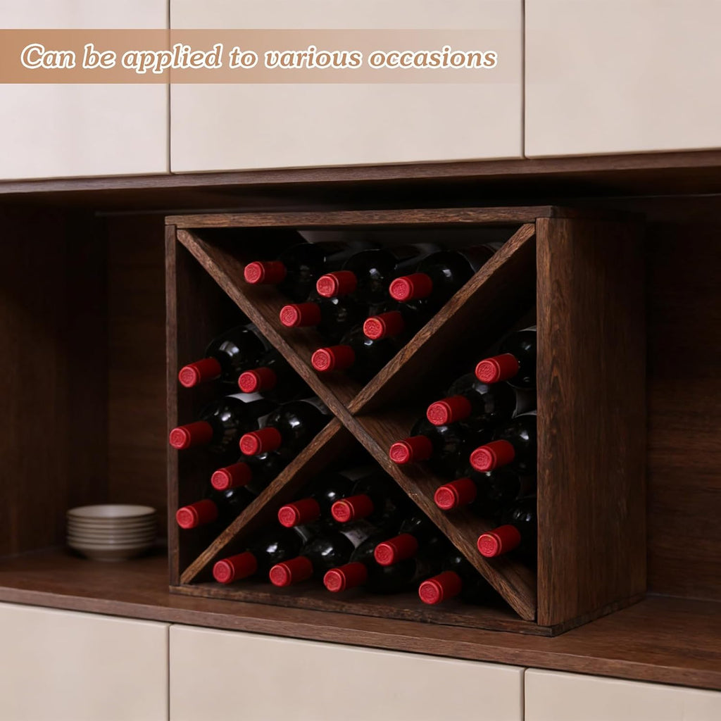 Wine Rack Countertop Wine Storage Wine Rack freestanding Floor 24 Bottle Wine Holder，for Home Kitchen countertops (24 Bottles)