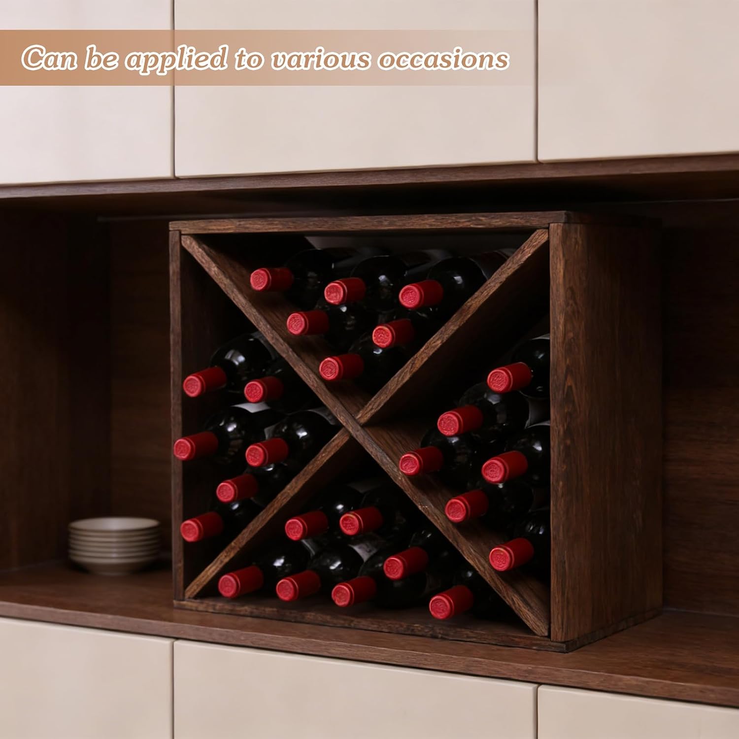 Wine Rack Countertop Wine Storage Wine Rack freestanding Floor 24 Bottle Wine Holder，for Home Kitchen countertops (24 Bottles)