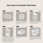 SEE SPRING 12 Pack Shoe Storage Box, Clear Plastic Stackable Shoe Organizer for Closet, Space Saving Foldable Shoe Rack Sneaker Container Bin Holder