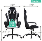 Gaming Chair, Video Game Chair, Cheap Computer Gaming Chair PU Leather High Back PC Gaming Chair Ergonomic Racing Swivel Office Desk Chair with Headrest and Lumbar Support for Adults Kids White