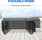 Outdoor Lounge Chairs Set of 2, Aluminum Pool Lounge Chairs with 5 Adjustable Backrest and Side Table, Full Flat Patio Lounge Chair for Sunbathing & Tanning, Poolside, Patio, Beach -Dark Grey