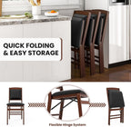 Wooden Folding Chairs Set of 2, Foldable Wood Chairs with Padded Seats, Solid Wood Frame, 400 lbs Weight Capacity, Space Saving Dining Chairs for Small Space, Guests Kitchen (2, Padded Back)