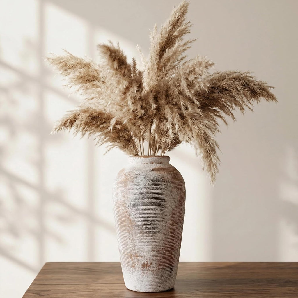 Large Vintage Ceramic Vase - 11 Inch Farmhouse Rustic Flower Vase,Large Vases for Decor Living Room Dining Table Home Decor and Housewarming Gift