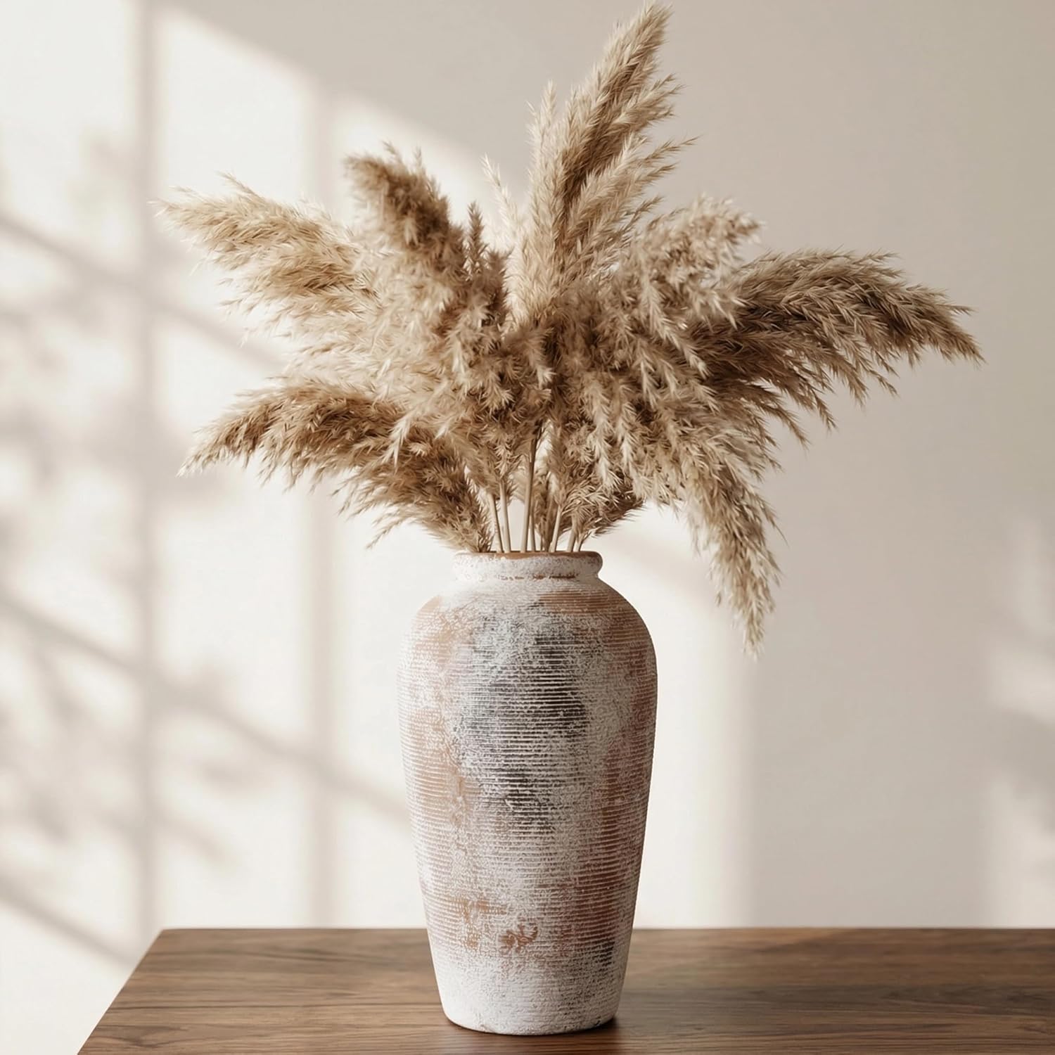 Large Vintage Ceramic Vase - 11 Inch Farmhouse Rustic Flower Vase,Large Vases for Decor Living Room Dining Table Home Decor and Housewarming Gift