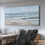 BewDalky Abstract Coastal Beach Wall Art Blue Ocean Waves Canvas Prints Modern Minimalist Landscape Painting Seascape Pictures Artwork for Living Room Bedroom Bathroom Beachy House Wall Decor 20"x40"