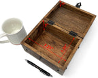 Nautical Cove Treasure Chest Wooden Box with Antique Iron Lock and Skeleton Key (Small 8x6x4.5) - Storage and Decor – Pirate Keepsake Chest, Decorative Storage Box with Hinged Lid