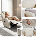AHMED Rocking Recliner Nursery Chair, Dual Motor Power Swivel Glider Recliner with Heat & Massage, Nursery Recliner Chair with USB A/C Ports, Cup Holders & LED Light for Living Room & Bedroom, Beige