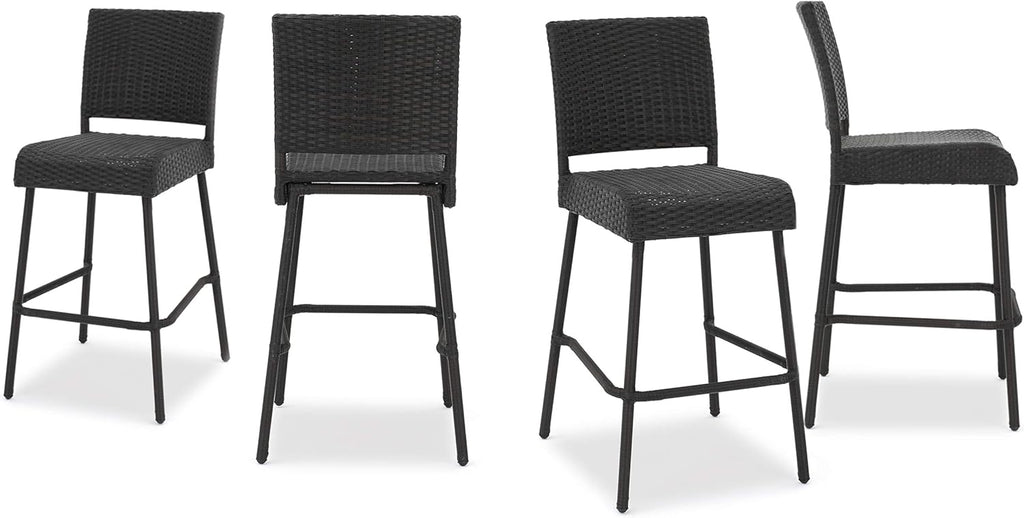 Christopher Knight Home Neal Outdoor Wicker Barstools, 4-Pcs Set, Dark Brown