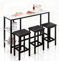 uhomepro 4-Piece Kitchen Bar Table Set with Storage Shelves - 57.1” Sofa Table with Stools, Simple Style, Easy Assembly, Perfect for Small Spaces, Restaurants, and Studio Apartments (White+Black)