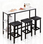 uhomepro 4-Piece Kitchen Bar Table Set with Storage Shelves - 57.1” Sofa Table with Stools, Simple Style, Easy Assembly, Perfect for Small Spaces, Restaurants, and Studio Apartments (White+Black)