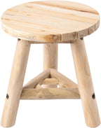 JONATHAN Y Finesse Handcrafted Solid Teak Wood Accent Stool, 14" Rustic Round Backless Step Stool for Living Room, Natural Bleach Finish Side Table, Holds up to 275 lbs STL3008A
