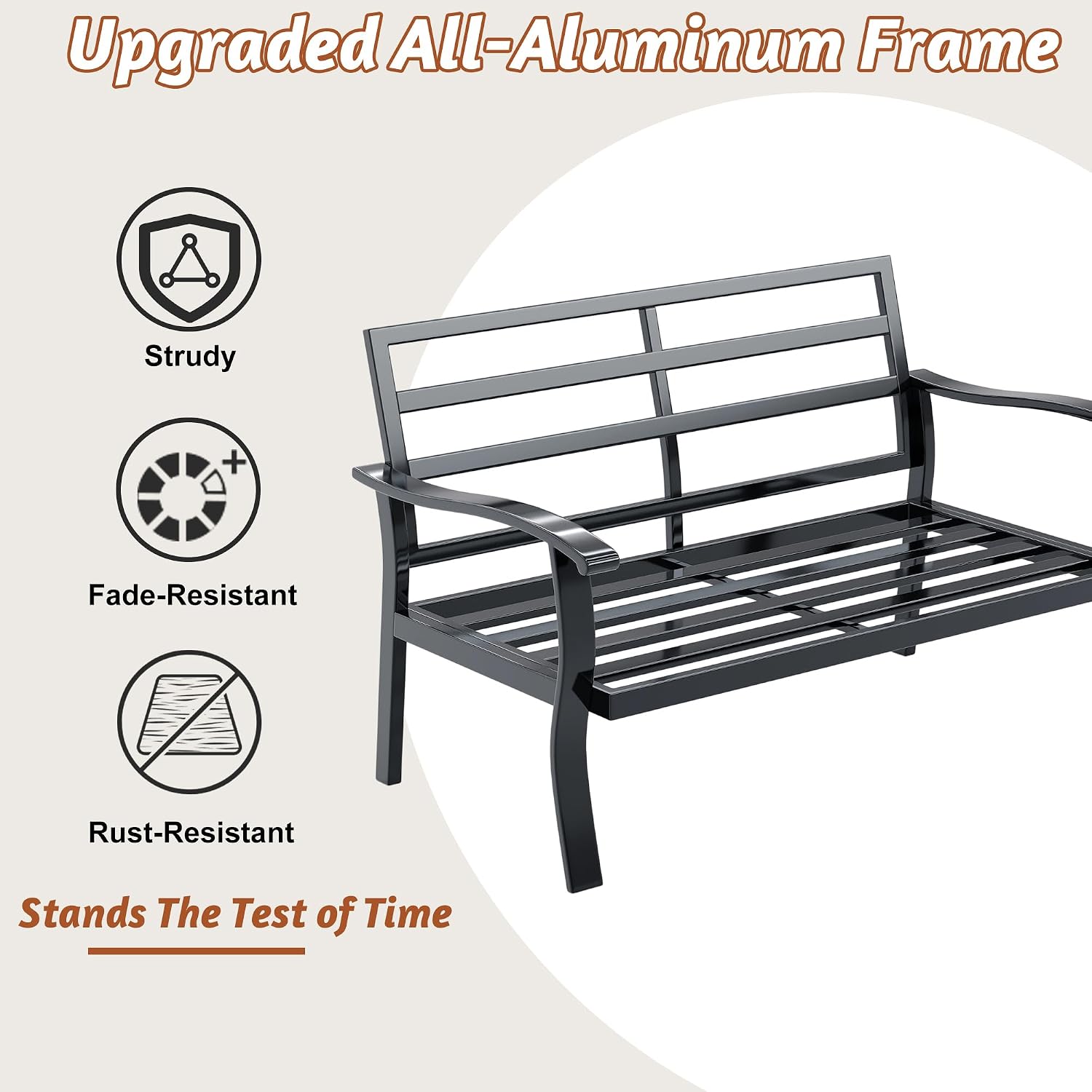 HOMREST Outdoor Loveseat Aluminum Patio Furniture Sofa, All-Weather Metal Outdoor Couch with Cushions, Beige