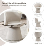 Swivel Dining Chair Set of 1, Modern Chenille Upholstered Boucle Swivel Barrel Chair, Comfy Fabric Accent Side Chairs for Kitchen Dining Living Vanity Room Bedroom, Beige