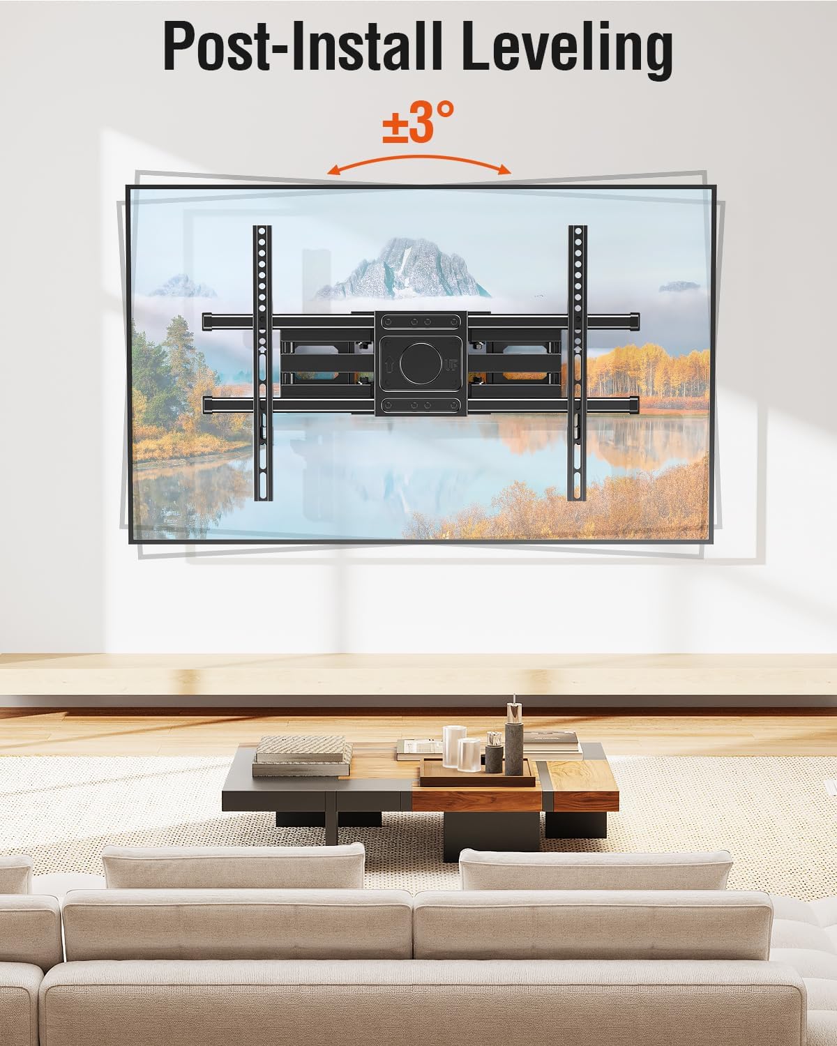 ELIVED TV Wall Mount for Most 42-82" Flat Curved TVs, Heavy Duty TV Mount with Articulating 6 Arms Hold up to 110 lbs, Full Motion Bracket Swivel, Tilt, Easy Install Fits 16" Studs, Max VESA 600x400mm