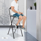 2 Pcs Folding Bar Stool with Backrest 29.5 Inch Tall Foldable Stool Chair Portable Folding Bar Chair for Kitchen Cafe Dining Room (Black)