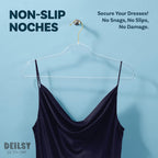 DEILSY™ Clear Hangers 50 Pack with Gold Hook - Non Velvet Slim Hangers - Durable Hanger Space Saver for Closet Organization, Shirts, Dresses, Jackets, Pants, Adult Clothes Storage Solution