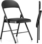 Folding Chairs Set of 2 with Padded Cushion 380 LBS Heavy Duty Foldable Chair Reinforced Steel Frame Soft Mesh Back Folding Chairs 2 Pack for Indoor Outdoor Party Wedding Dining Event Black