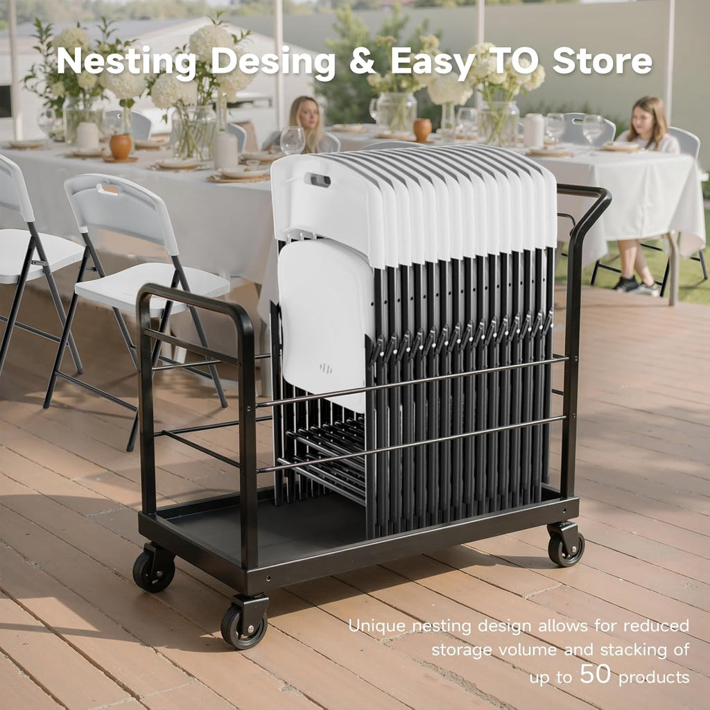 Folding Chairs, 600lbs Capacity, Heavy-Duty Commercial Stackable Plastic Foldable Chairs for Indoor/Outside, Office, Kitchen, Party, Patio(White, 4 Pack)