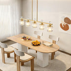 Modern Dining Room Light Fixture Over Table, Crystal Pendant Lights Kitchen Island, Chandeliers for Dining Room Kitchen Light Fixtures (E26) 5-Light Gold