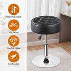 JupiterForce Adjustable Vanity Stool Chair for Makeup, 360° Swivel Makeup Vanity Chair Faux Leather Vanity Stool for Makeup Room, Bathroom and Living Room, Black