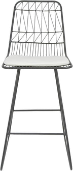 GDFStudio Christopher Knight Home Lilith Counter Stools, 26" Seats, Modern, Geometric, Gray Iron Frames with Ivory Cushion (Set of 2)
