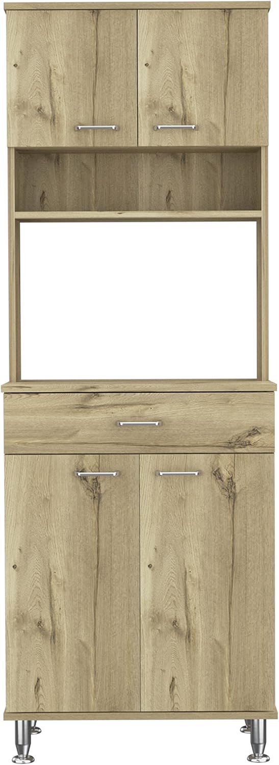 1-Drawer 1-Shelf Area Pantry with Adjustable Metal Legs Light Oak,Buffet Kitchen Sideboard for Kitchen,Dining Room,23.6 * 13.7 * 66.5