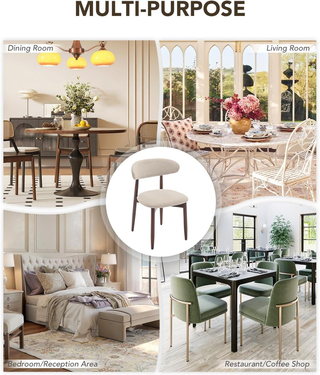 Dining Room Chairs Set of 4, Upholstered Farmhouse Dining Chairs, Modern Fabric Kitchen Chairs with Solid Wood Leg,Beige
