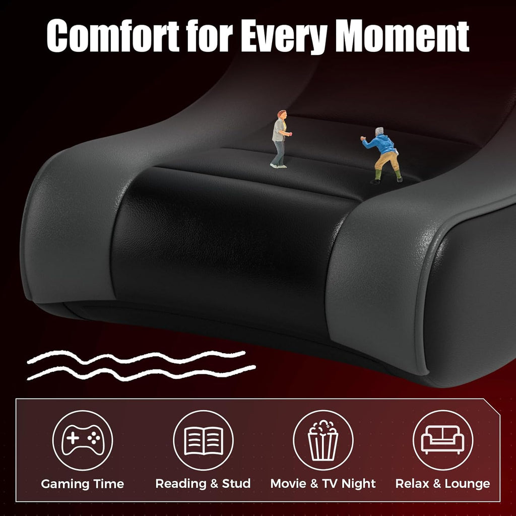 GTPLAYER Floor Rocking Gaming Chair – Floor Rolling Game Chairs with Angle Limiter, Gamer Rocker Floor Seat, Compact & Lightweight, Black & Grey