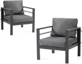 Modern Outdoor Patio Armchair Set of 2, Heavy Duty Metal Frame with Wide Armrests, Thick Waterproof Removable Cushions, 330lbs Capacity for Garden Backyard Porch, Grey