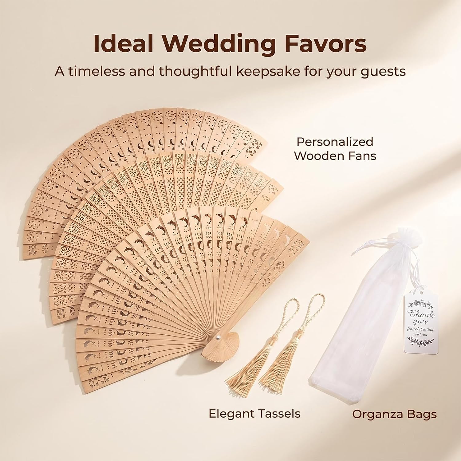 Personalized Handheld Fan Foldable Custom Fans for Wedding Guests Custom Wooden Fan Bulk with Engraved Text Tassel Yarn Bag Personalized Beach Wedding Fans Favors Gifts for Guests Friends (30)