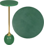 JONATHAN Y Evelyn Contemporary 26" Iron Round Drink Table, Martini Cocktail Accent for Small Spaces with Geometric Ball Base and Candlestick Leg, Green and Gold END1005C