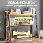 Desk Hutch with Ladder Bookshelf, White Desktop Organizer Shelf for Computer Desk, Dorm Room, Home Office – Large