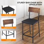 VINGLI Dining Table Set for 2, Kitchen Breakfast Counter Height Small 3 Piece Bar Table and Chairs Set with Storage, Brown