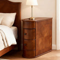 Vintage Wood End Table with 2 Drawers, No Assembly Required Slim Narrow Design for Small Spaces, Sofa Side for Living Room or Nightstand for Bedroom(Brown,Number of Items: 1)